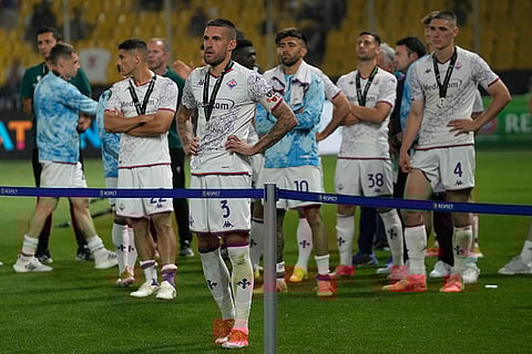 Fiorentina players at the end of final